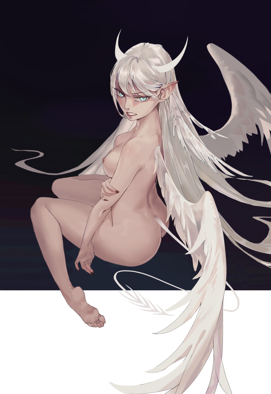 ass horns mmmilk naked nipples pointy_ears tail wings