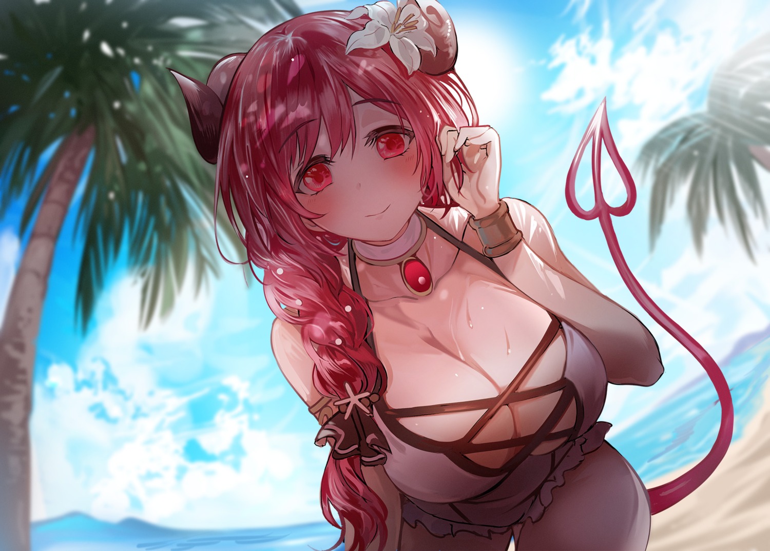 hasekura_io horns princess_connect princess_connect!_re:dive snowru swimsuits tail