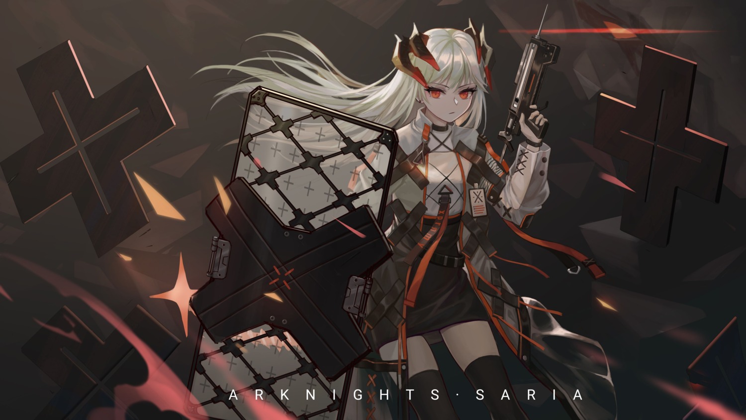 arknights gun horns saria_(arknights) zhai