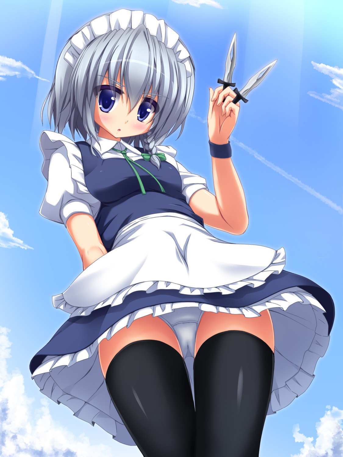 cameltoe izayoi_sakuya liya maid pantsu thighhighs touhou weapon