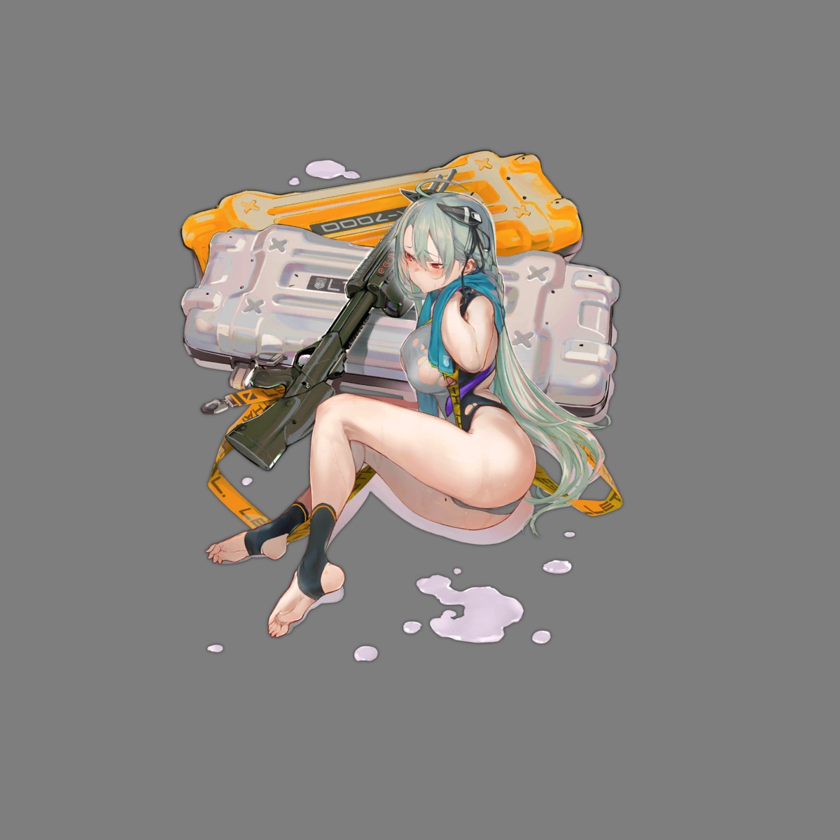 afukuro ass girls_frontline gun horns swimsuits torn_clothes transparent_png