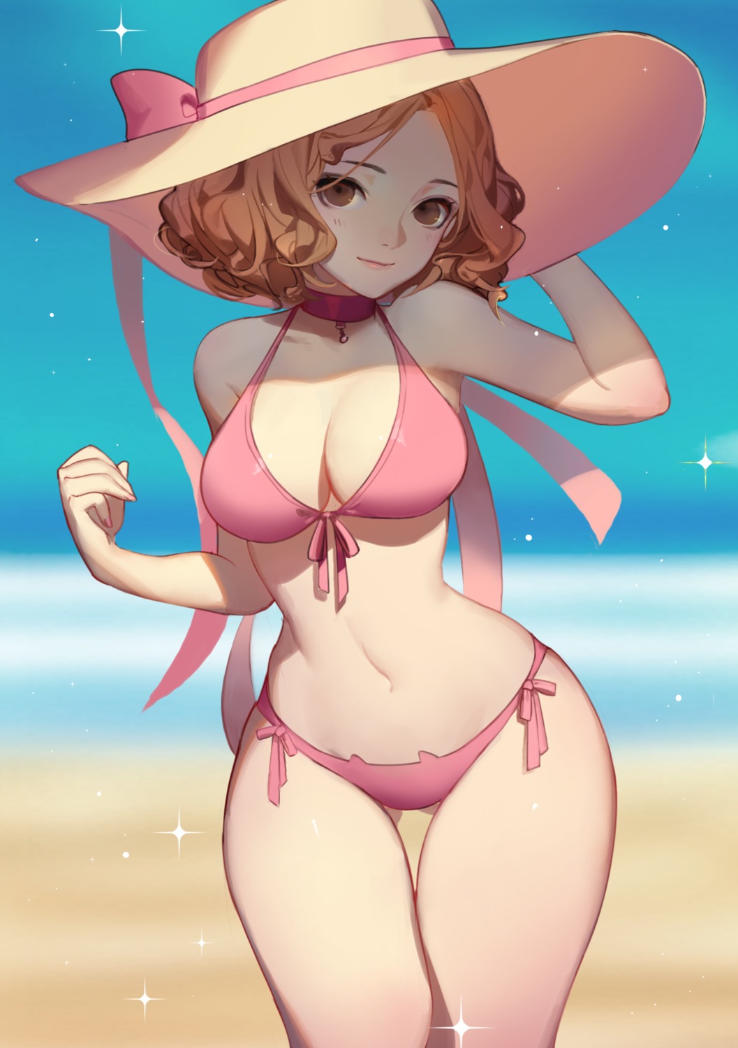 bikini cleavage okumura_haru persona_5 songjikyo swimsuits