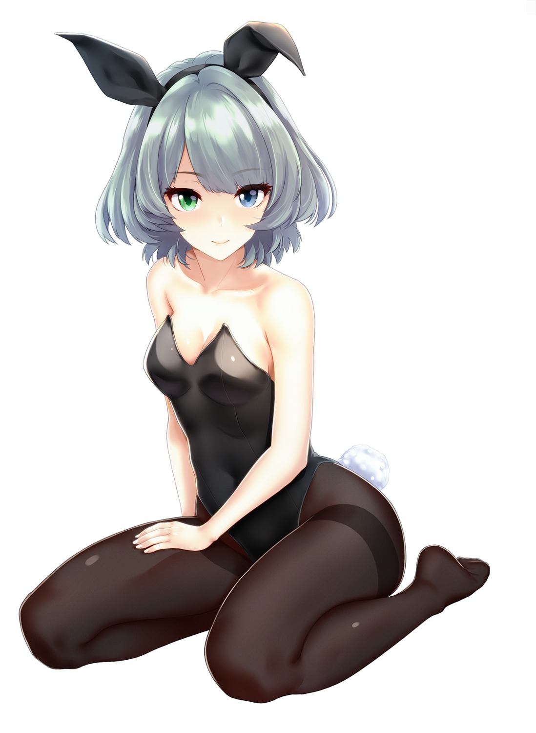 animal_ears bunny_ears bunny_girl cleavage heterochromia infinote pantyhose tail takagaki_kaede the_idolm@ster the_idolm@ster_cinderella_girls