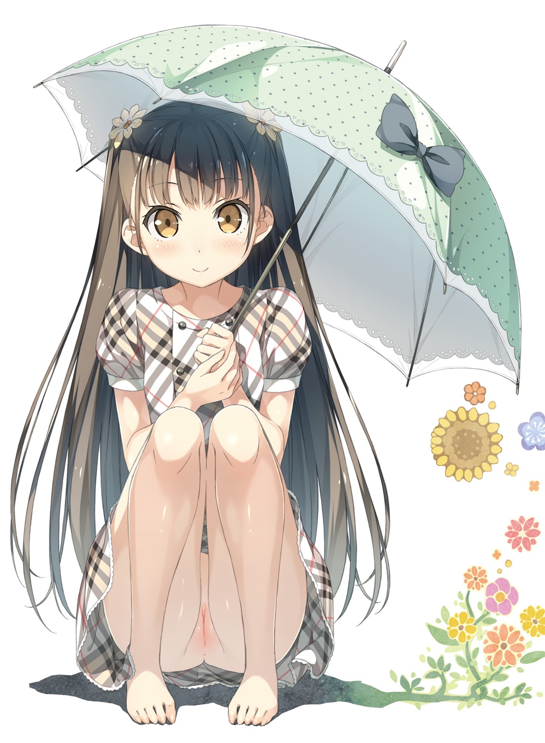 anus dress kantoku nagisa_(kantoku) nopan photoshop pussy skirt_lift umbrella uncensored