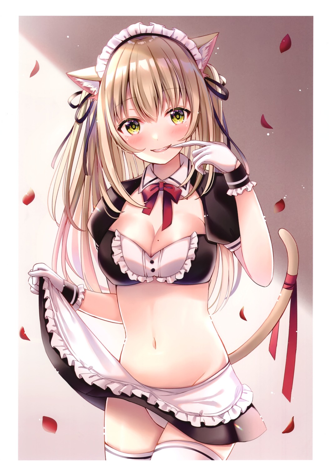 animal_ears hiyoko_sabure maid pantsu sakura_hiyori skirt_lift tail thighhighs