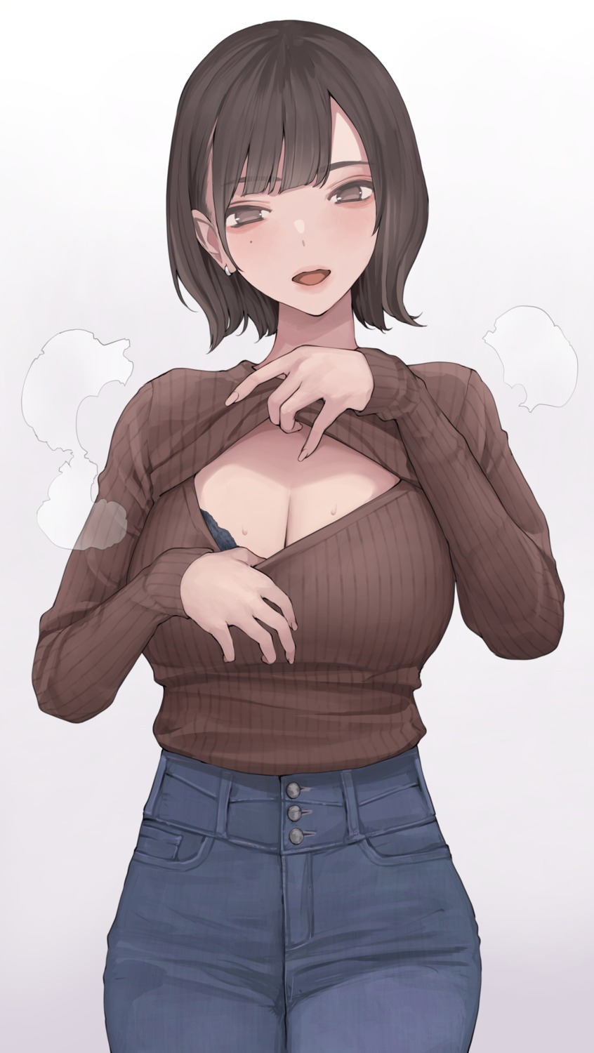 bra cleavage koh_(minagi_kou) sweater undressing