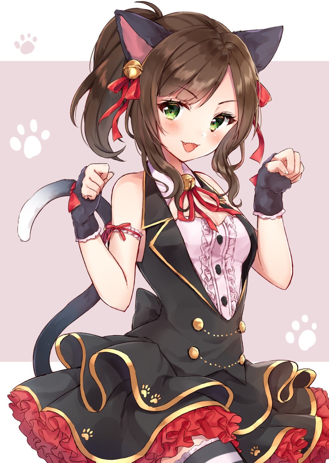 animal_ears cleavage maekawa_miku nazuna_shizuku nekomimi tail the_idolm@ster the_idolm@ster_cinderella_girls thighhighs