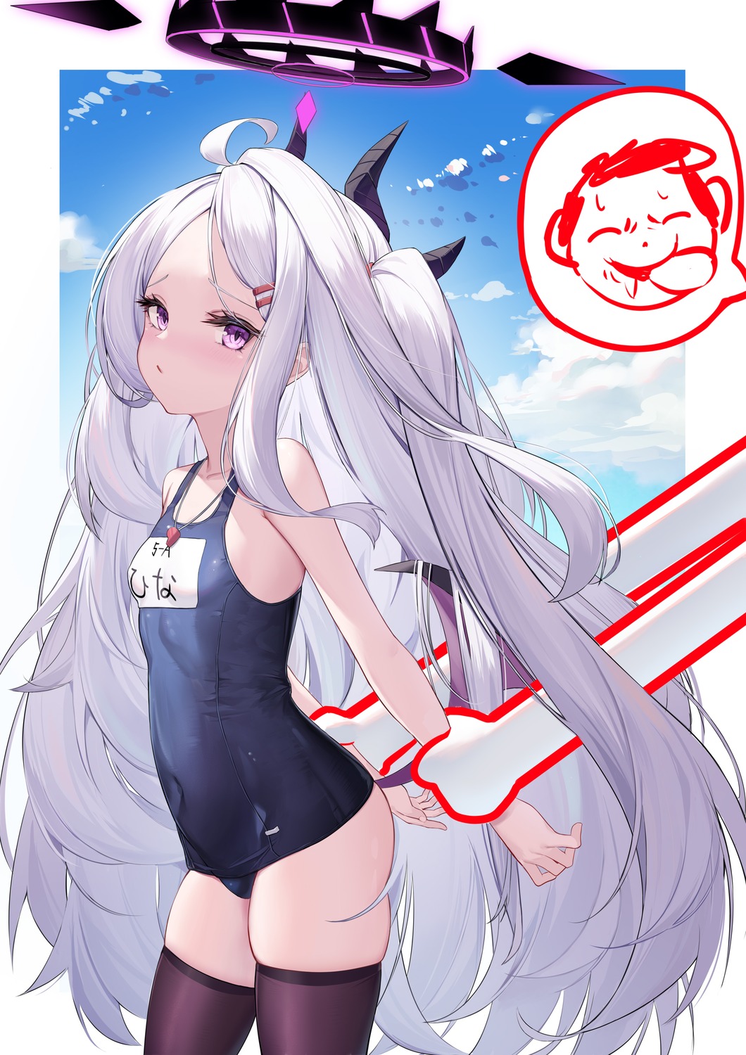 blue_archive byx devil halo horns loli school_swimsuit sorasaki_hina swimsuits thighhighs wings