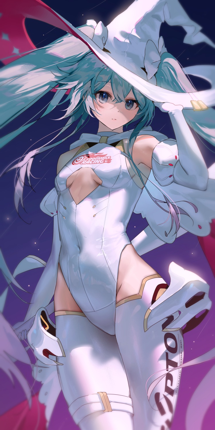 garter goodsmile_racing hatsune_miku nannaspad no_bra pantyhose racing_miku vocaloid witch