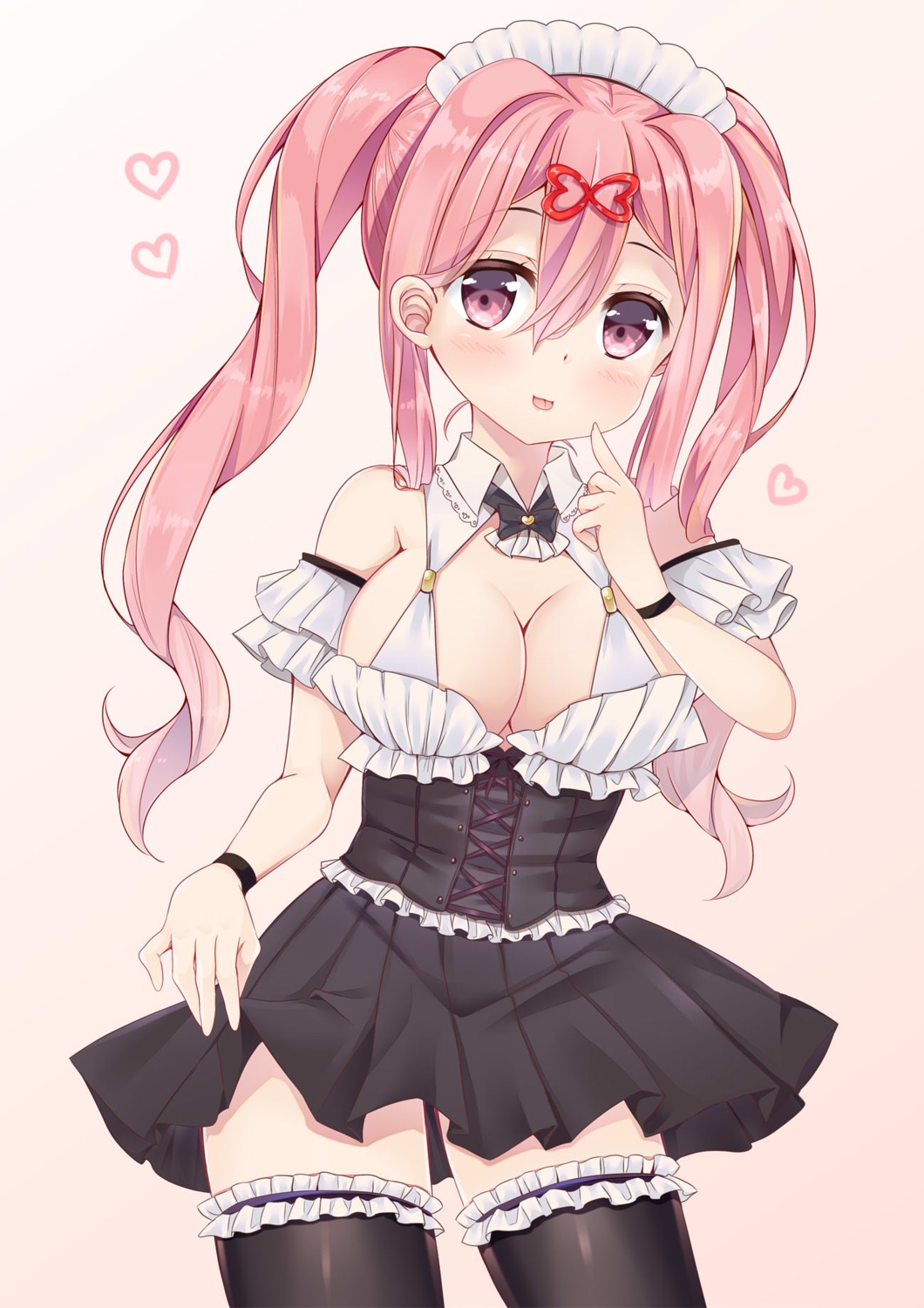 cleavage ko_yu maid thighhighs