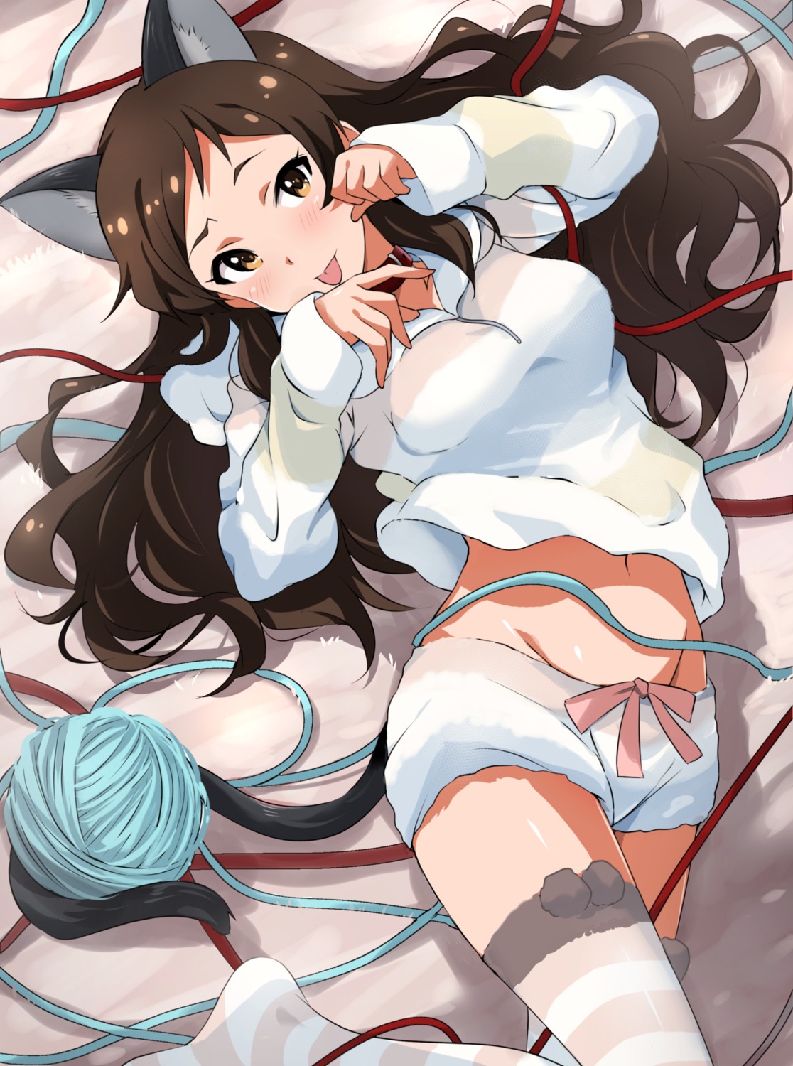 animal_ears kitazawa_shiho tail the_idolm@ster the_idolm@ster_million_live! thighhighs tokiani