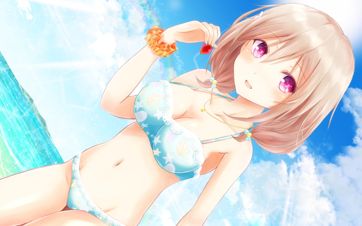 bikini cleavage girlfriend_(kari) kazemachi_haruka masa_(mirage77) swimsuits wallpaper