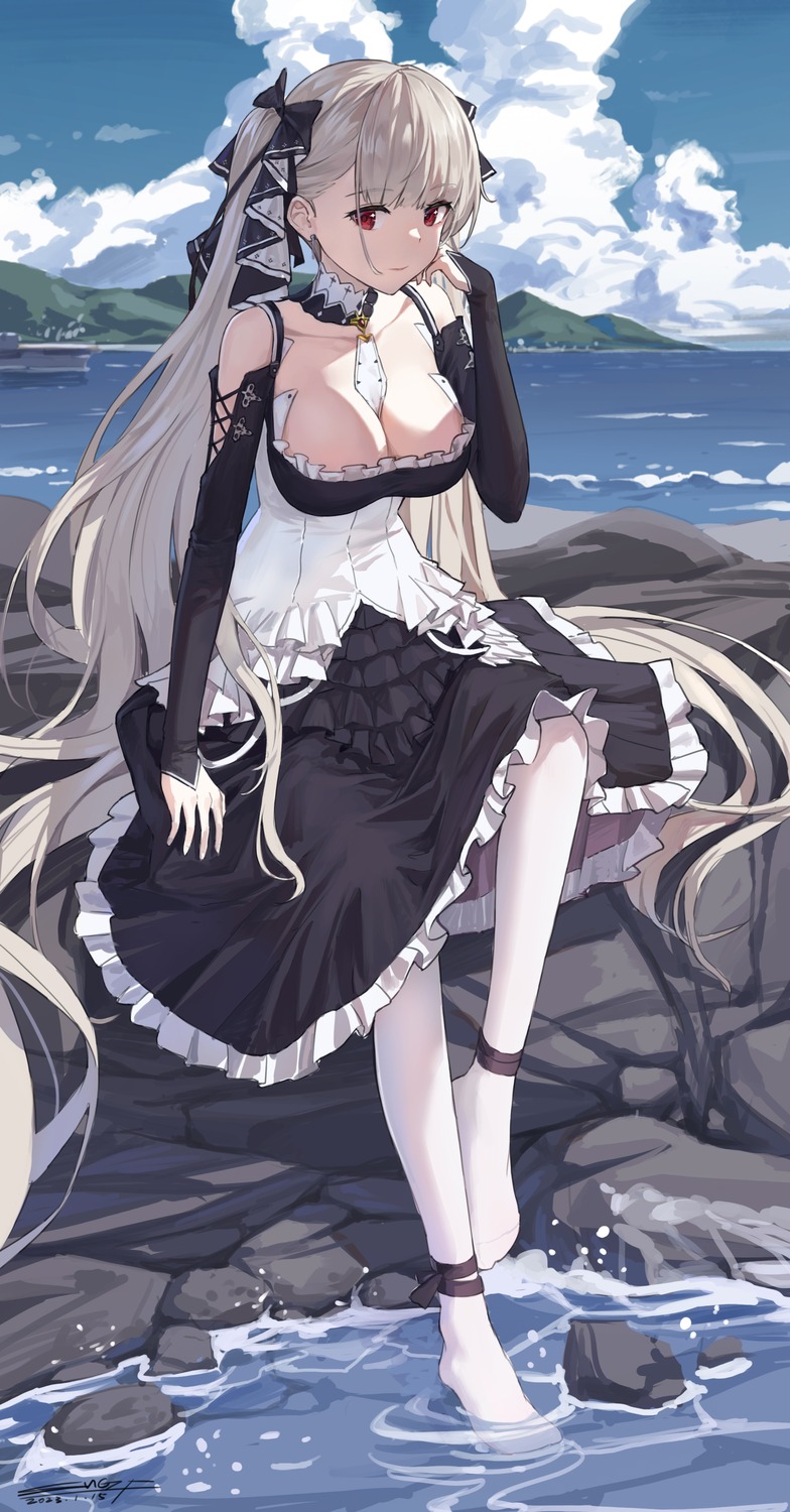 azur_lane formidable_(azur_lane) gothic_lolita lolita_fashion no_bra sun_gzf wet