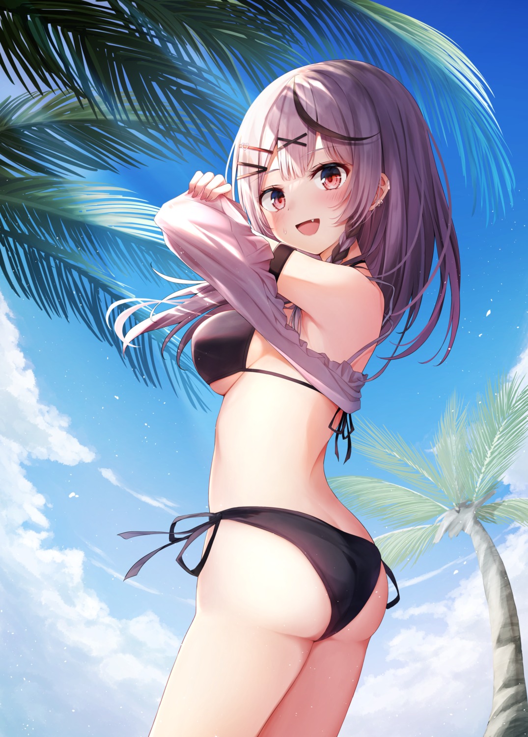 ass bikini hololive sakamata_chloe shirt_lift shishou_(doragyurosu) swimsuits undressing