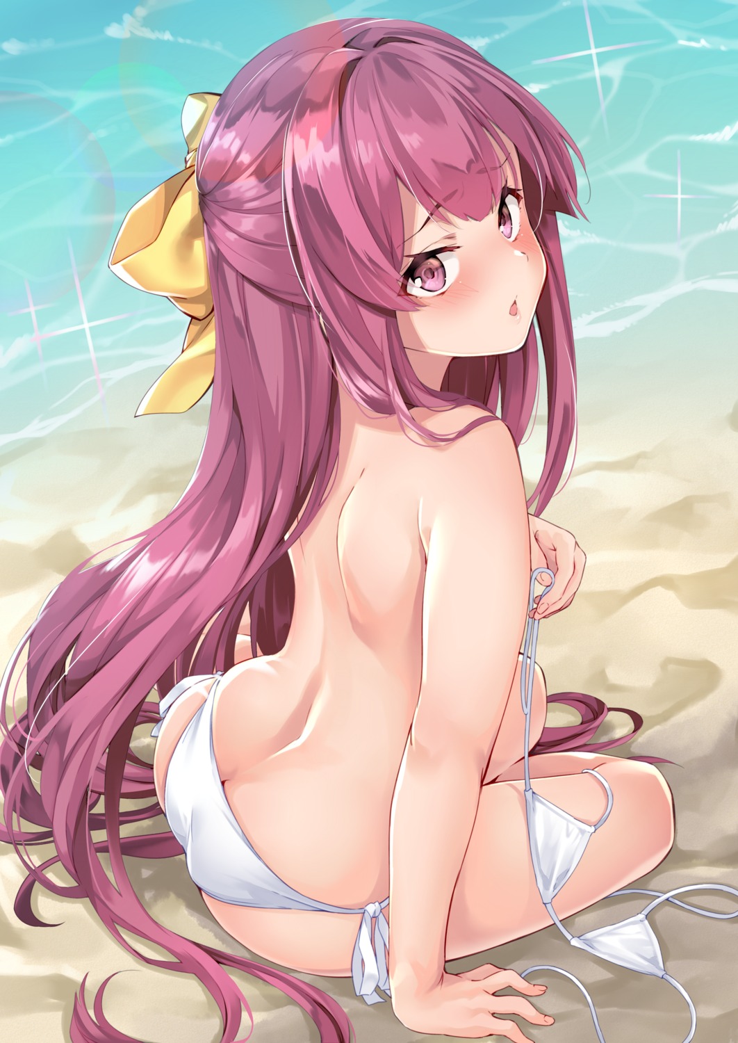 ass bikini breast_hold ebifurya kamikaze_(kancolle) kantai_collection swimsuits topless