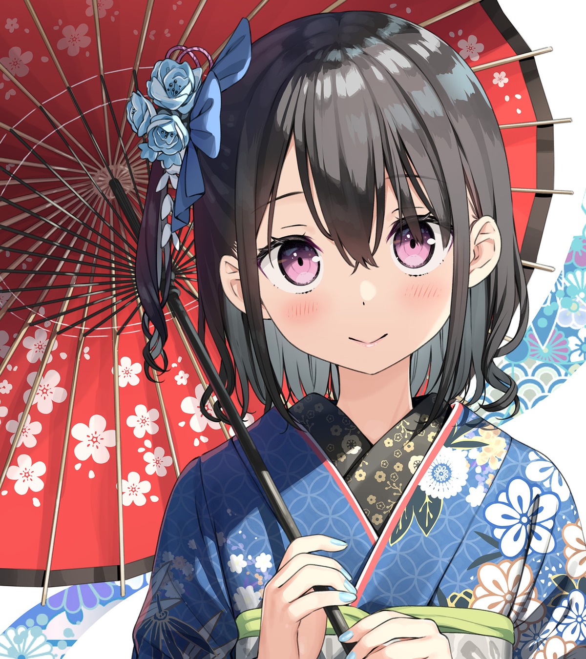 kantoku kimono shizuku_(kantoku) umbrella
