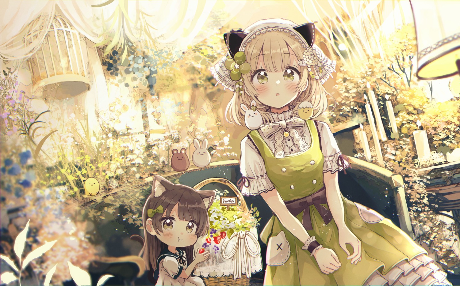 animal_ears chibi dress lolita_fashion nekomimi sakura_oriko tail