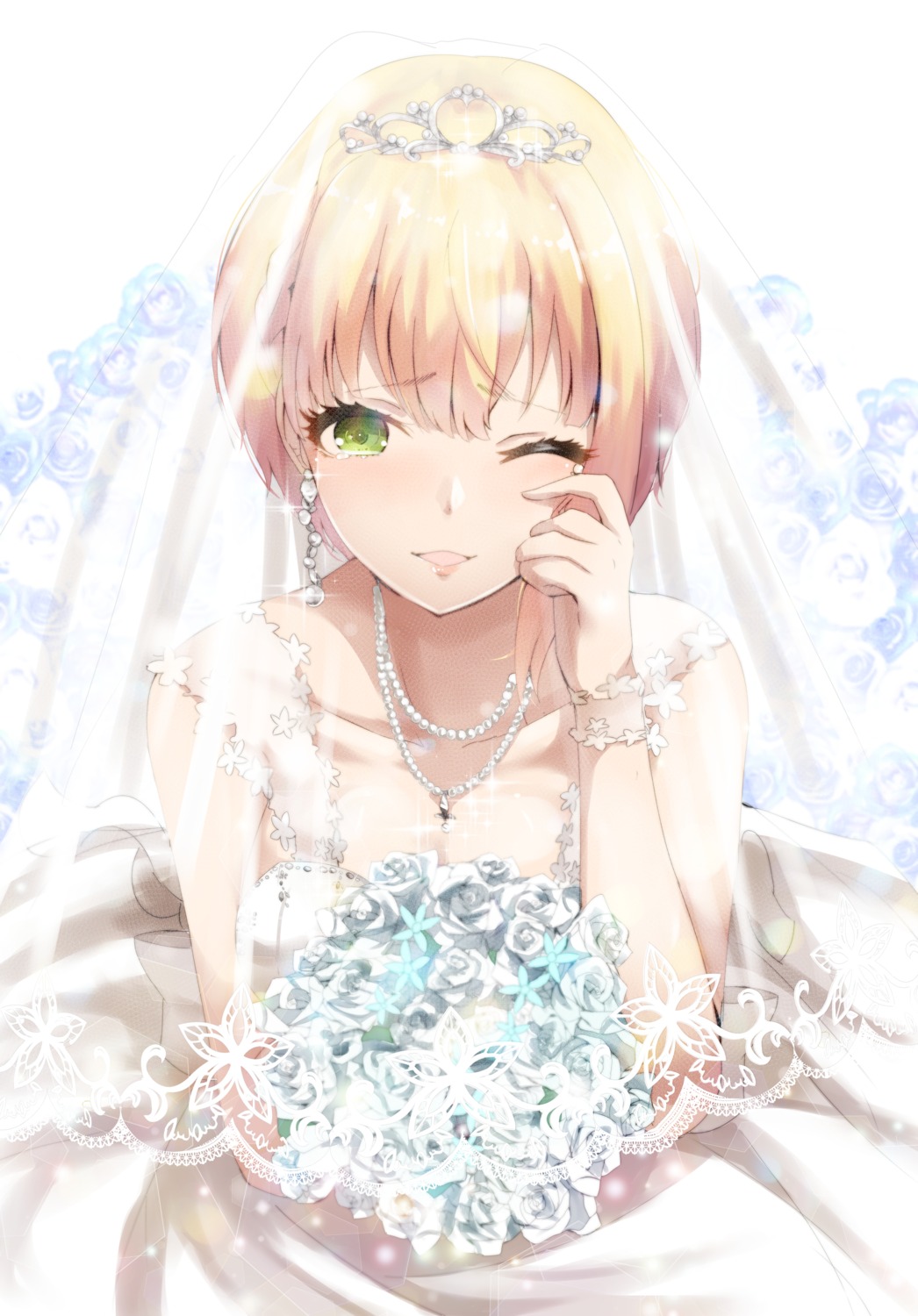 cleavage dress miyamoto_frederica ryuu. the_idolm@ster the_idolm@ster_cinderella_girls wedding_dress