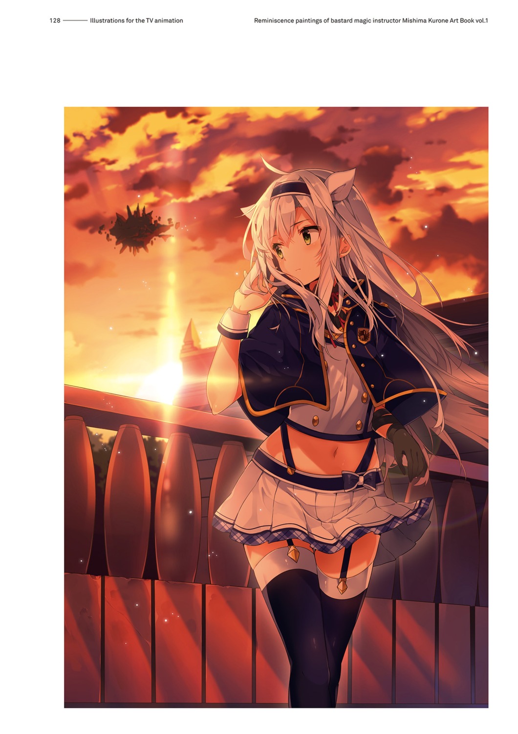 mishima_kurone rokudenashi_majutsu_koushi_to_akashic_record sistina_fibel skirt_lift stockings thighhighs