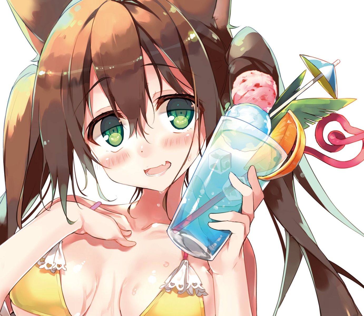 animal_ears bikini cleavage hisaka_hazara swimsuits