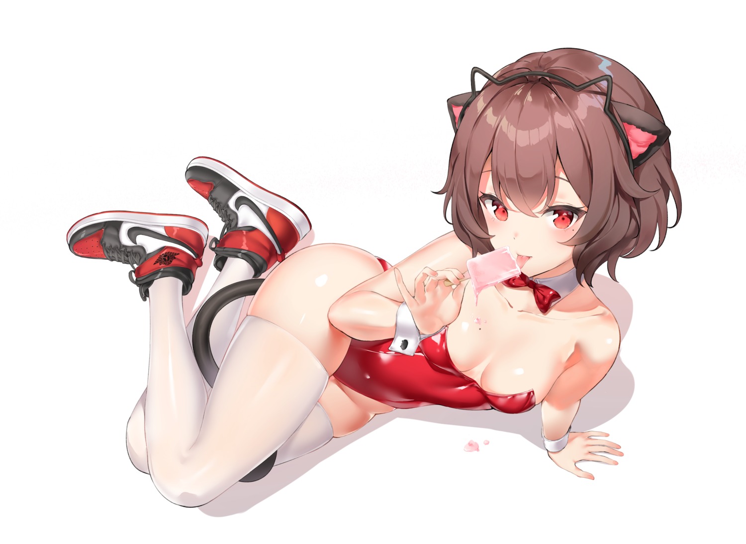 animal_ears blade_&_soul cream keibeam leotard nekomimi no_bra prunechi tail thighhighs