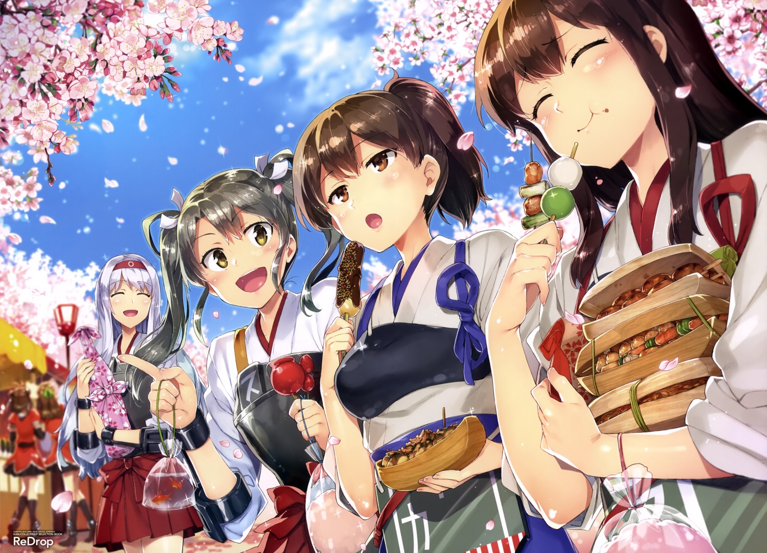 akagi_(kancolle) jintsuu_(kancolle) kaga_(kancolle) kantai_collection naka_(kancolle) otsumami redrop shoukaku_(kancolle) zuikaku_(kancolle)