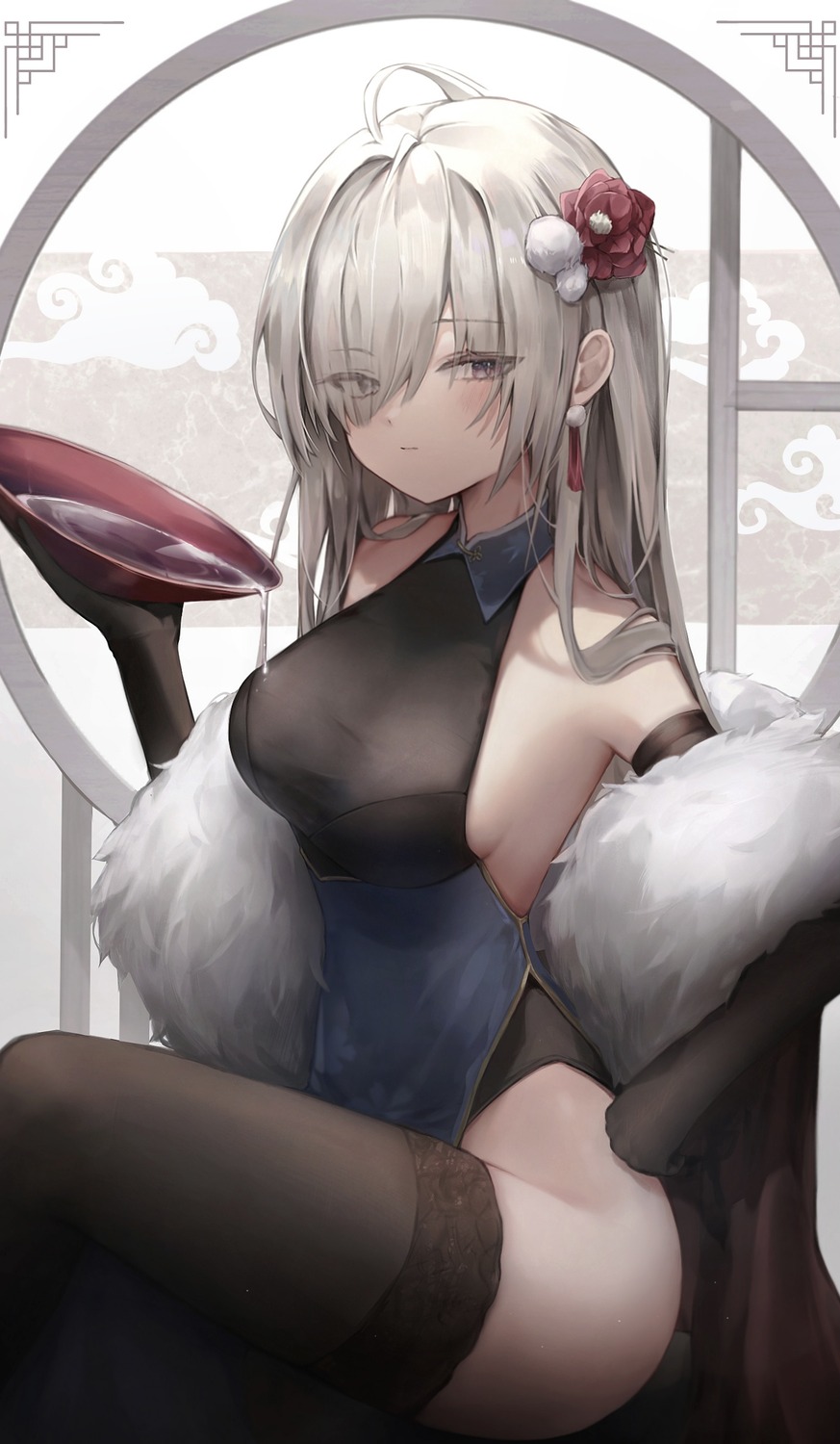 artist_revision chinadress hisiya no_bra thighhighs