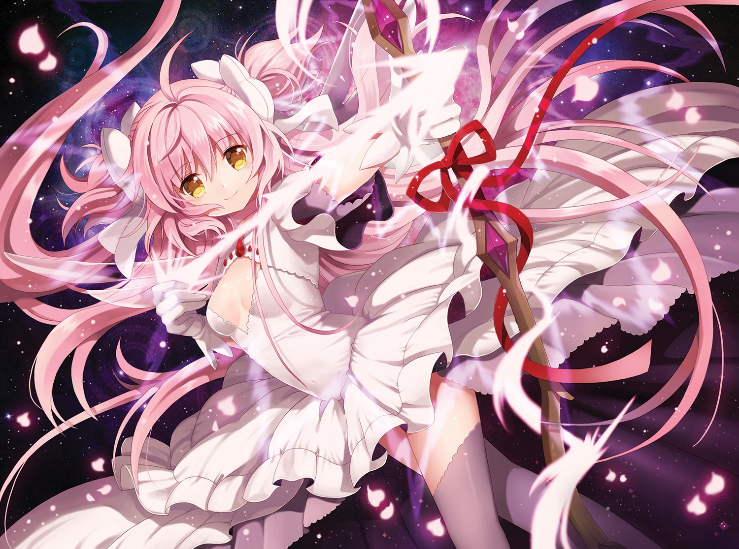 cleavage dress kaname_madoka puella_magi_madoka_magica rednian thighhighs ultimate_madoka