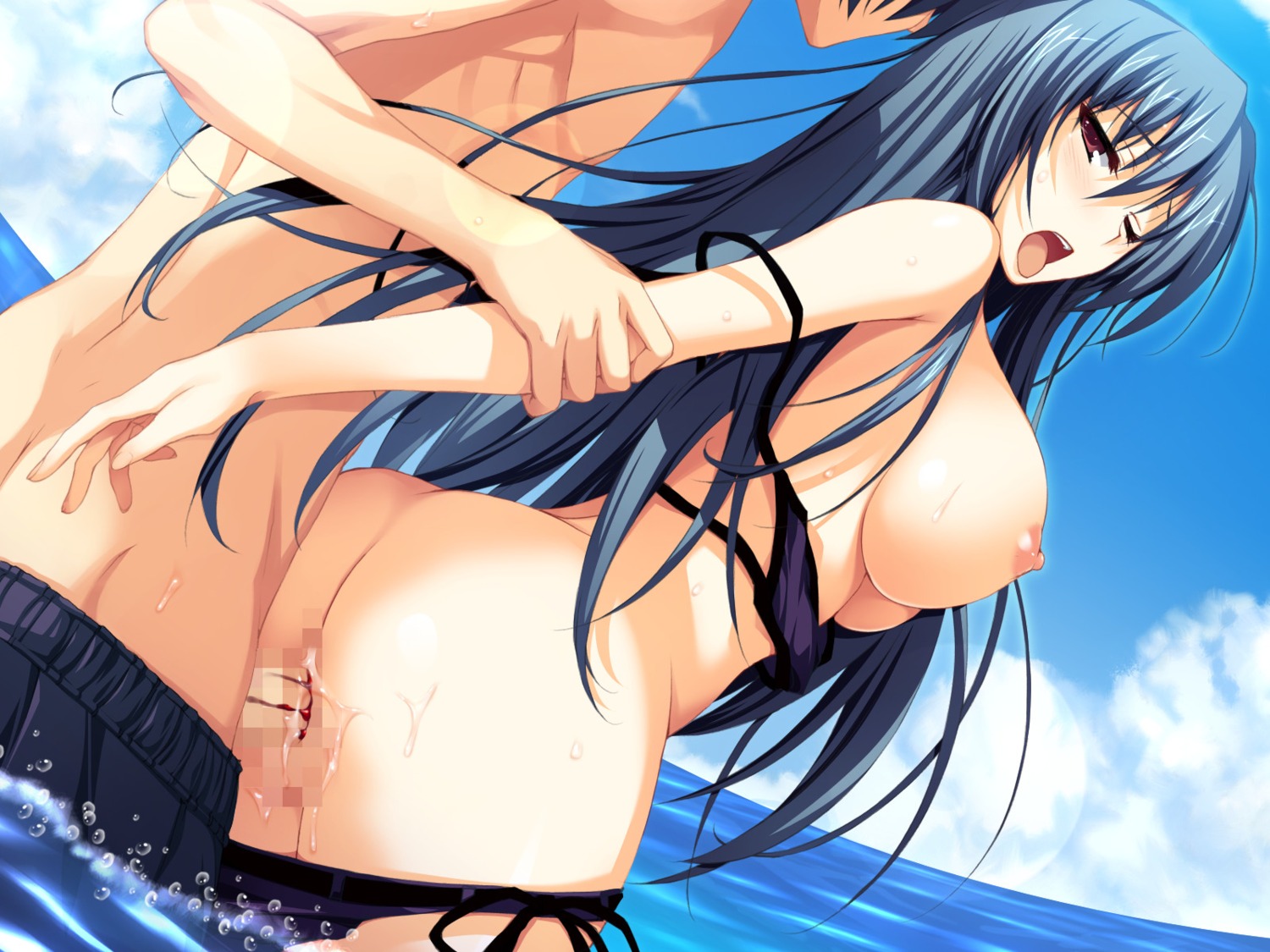 akatsuki_no_goei ass bikini blood breasts censored game_cg kanzaki_moe nipples penis sex swimsuits syangrila tomose_shunsaku