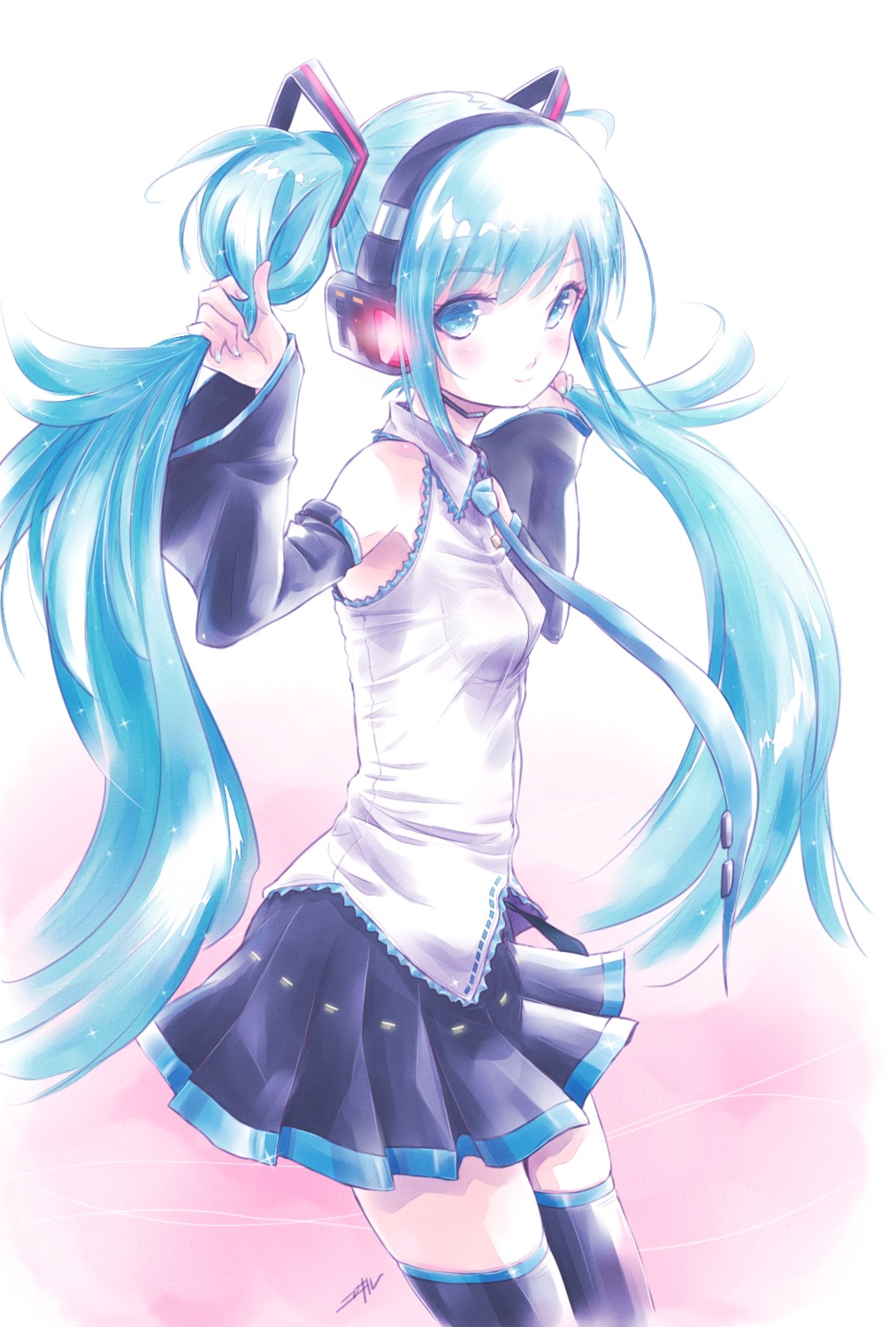 hatsune_miku headphones kowiru thighhighs vocaloid