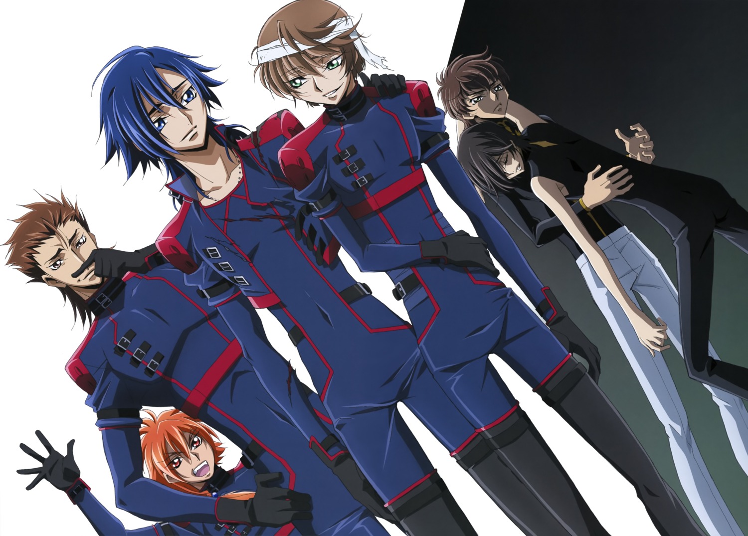 akito_the_exiled ashley_ashura bandages code_geass hyuuga_akito kururugi_suzaku lelouch_lamperouge naruse_yukiya sayama_ryou