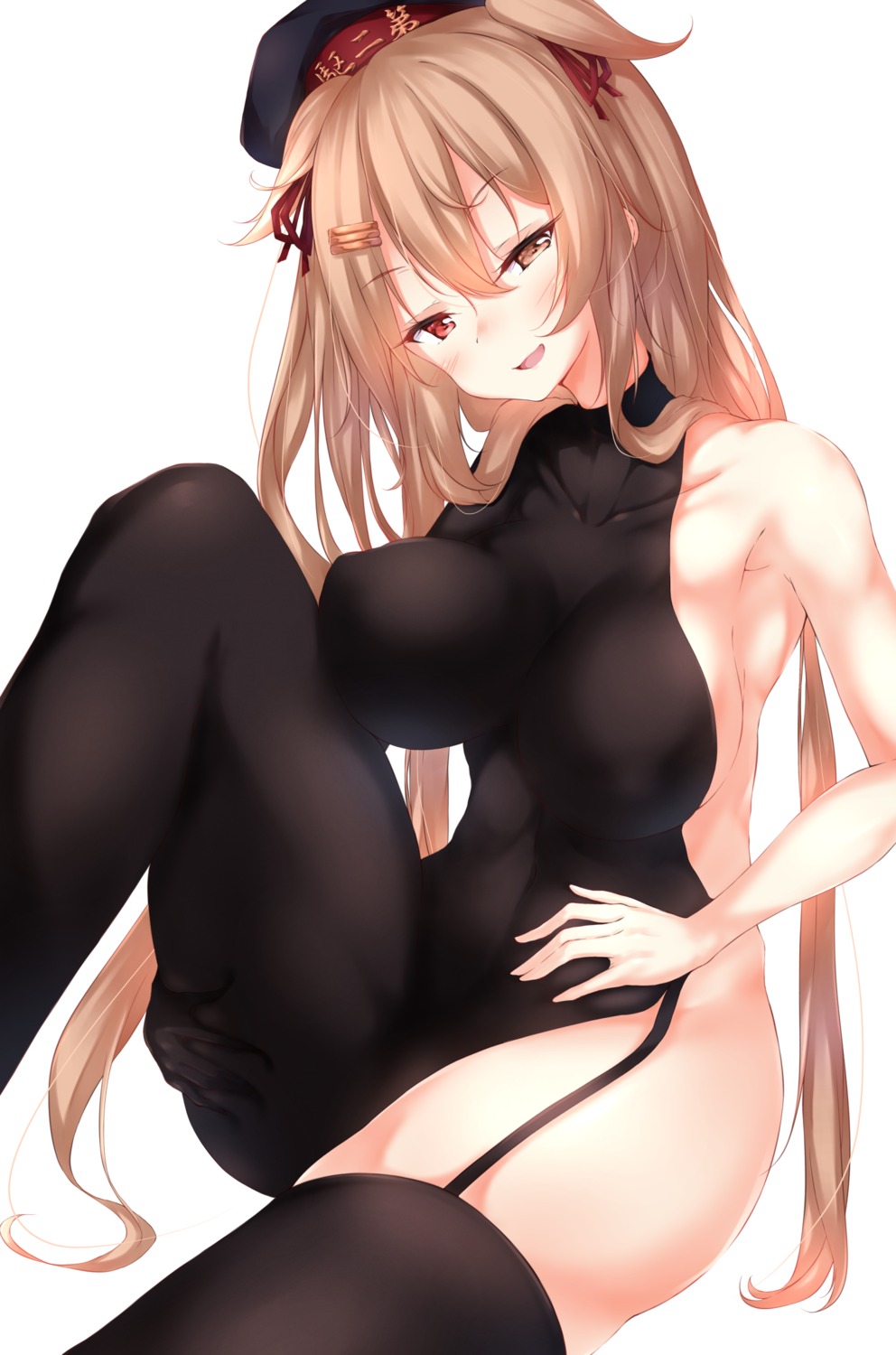 kantai_collection murasame_(kancolle) no_bra nopan numpopo stockings thighhighs