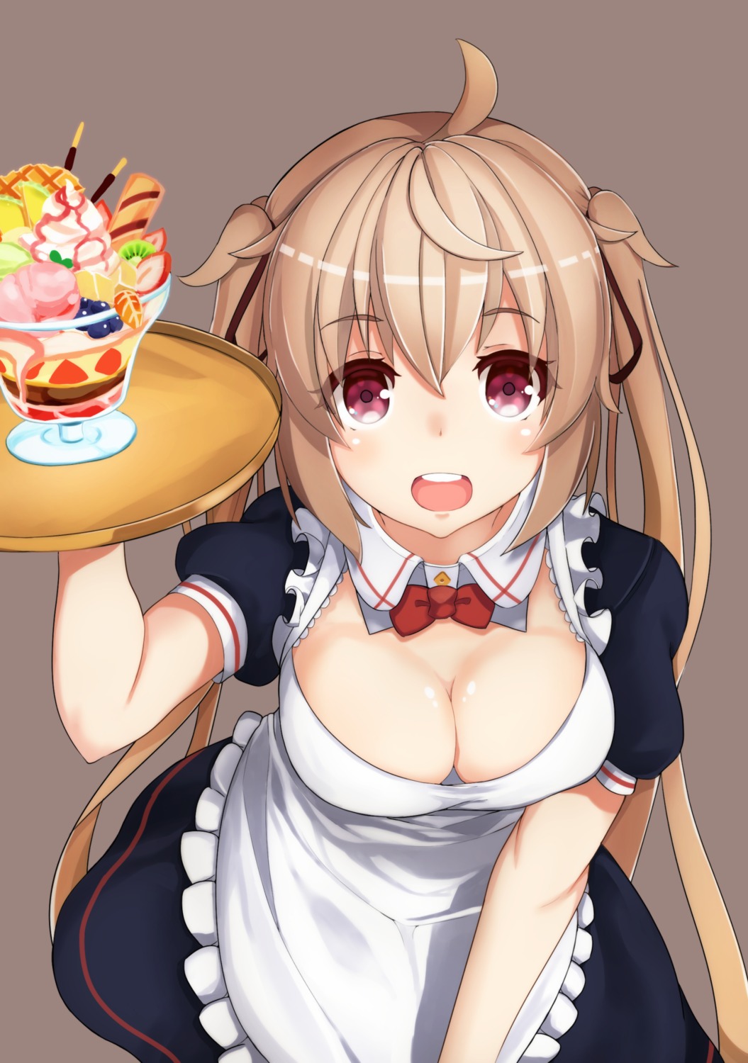 azamitan cleavage kantai_collection murasame_(kancolle) waitress