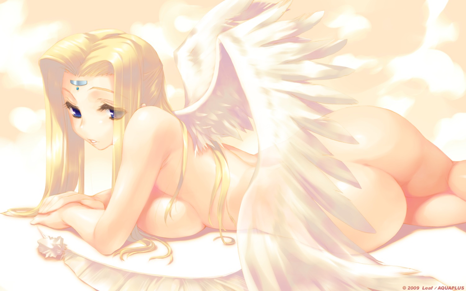 amaduyu_tatsuki angel ass leaf naked urutori utawarerumono wallpaper wings