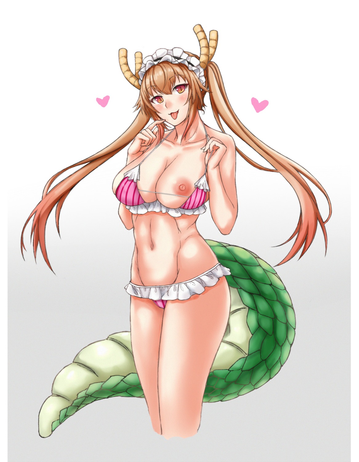 bikini breasts horns kobayashi-san_chi_no_maid_dragon nipples swimsuits tagme tail tooru_(kobayashi-san_chi_no_maid_dragon) undressing