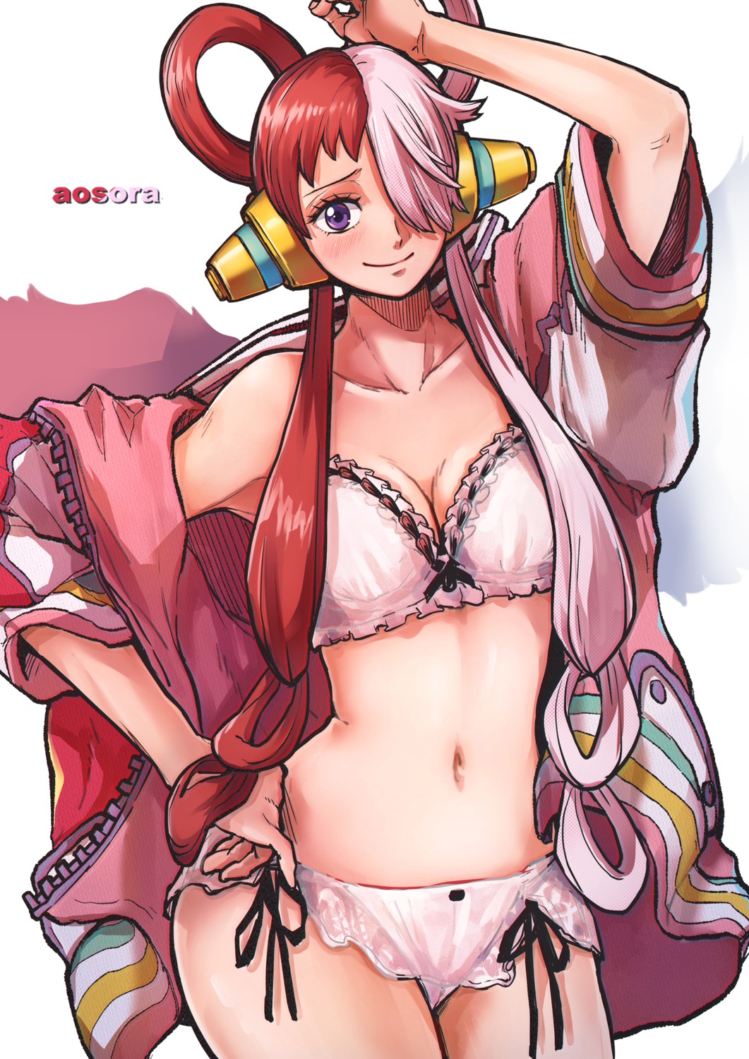 aosora5088 bra cameltoe cleavage headphones one_piece one_piece_film:_red open_shirt pantsu see_through string_panties thong uta_(one_piece)