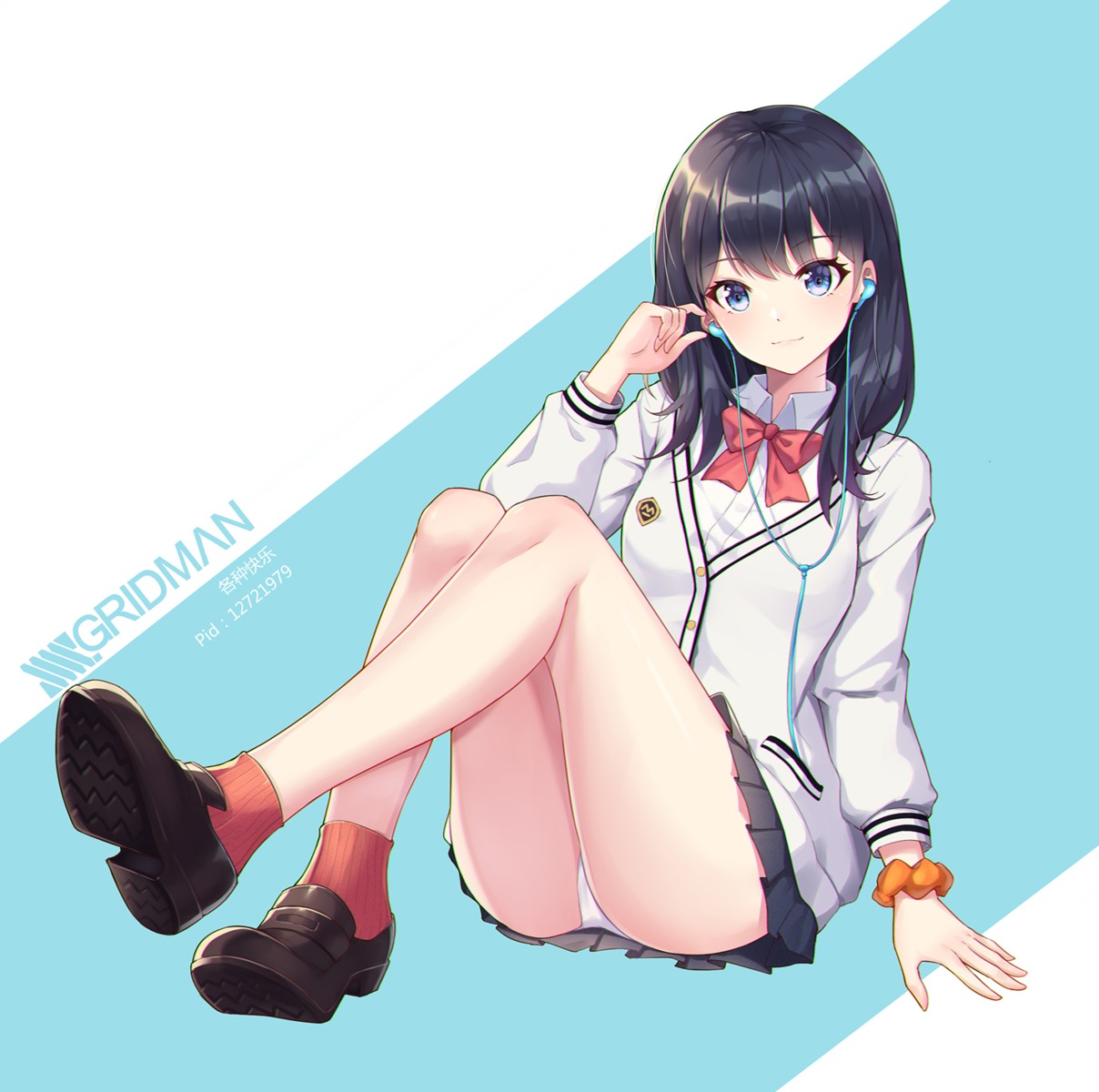 ge_zhong_kuaile pantsu seifuku skirt_lift ssss.gridman sweater takarada_rikka