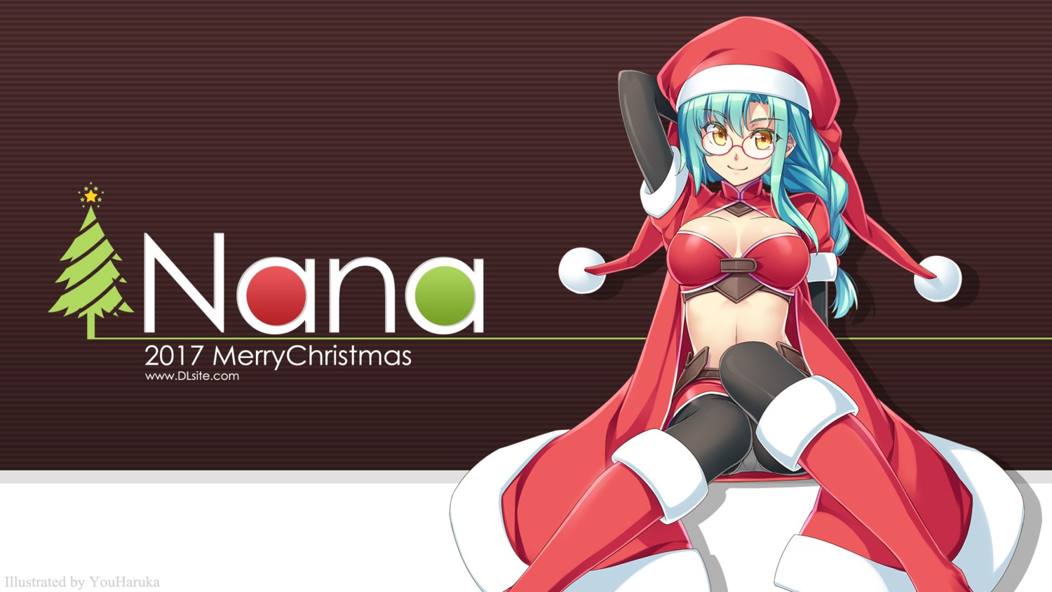 christmas cleavage dlsite.com megane pantsu pantyhose wallpaper