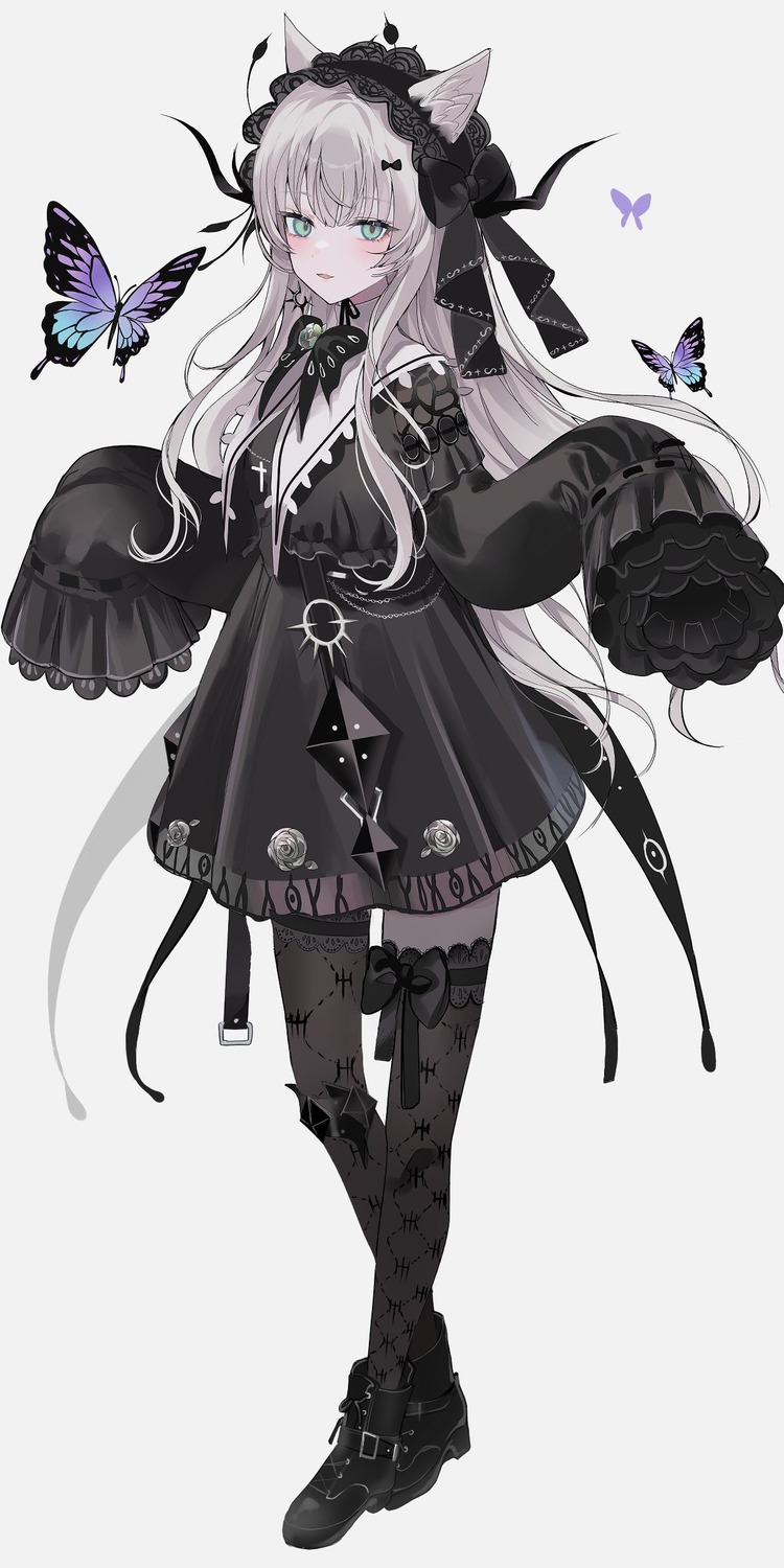 animal_ears cem dress garter gothic_lolita lolita_fashion thighhighs