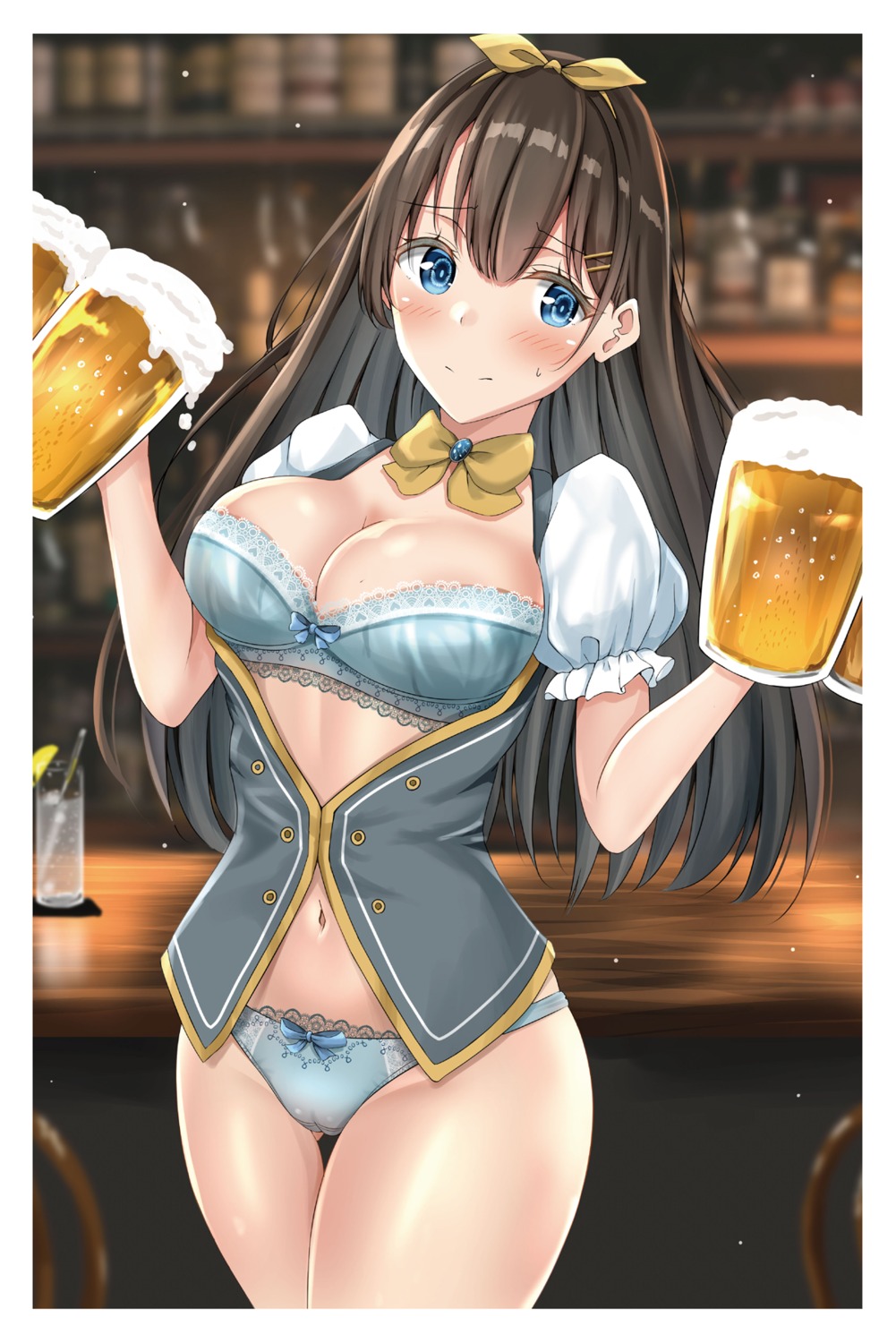 bra cameltoe cleavage open_shirt pantsu sunpe waitress