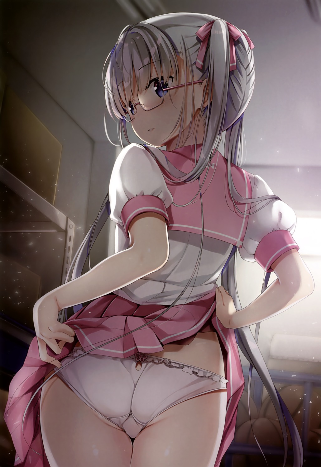 ass megane natsume_eri pantsu seifuku skirt_lift