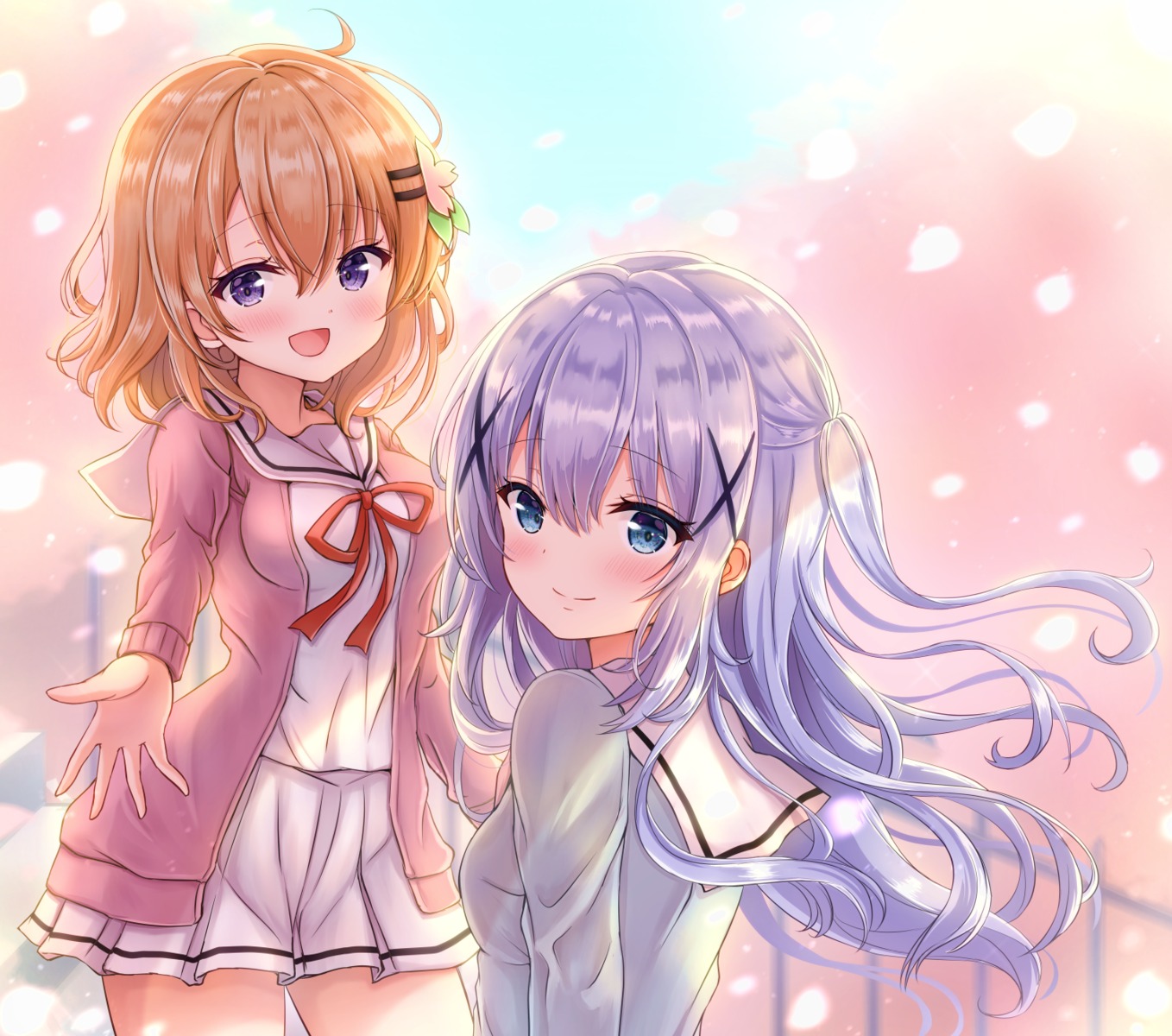 gochuumon_wa_usagi_desu_ka? hoto_cocoa kafuu_chino sakuraume seifuku sweater