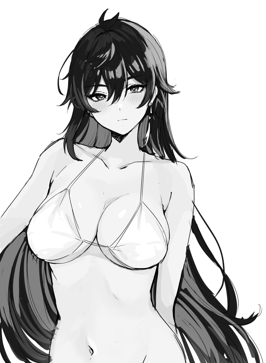 bikini_top genshin_impact monochrome sketch swimsuits tagme zhongli