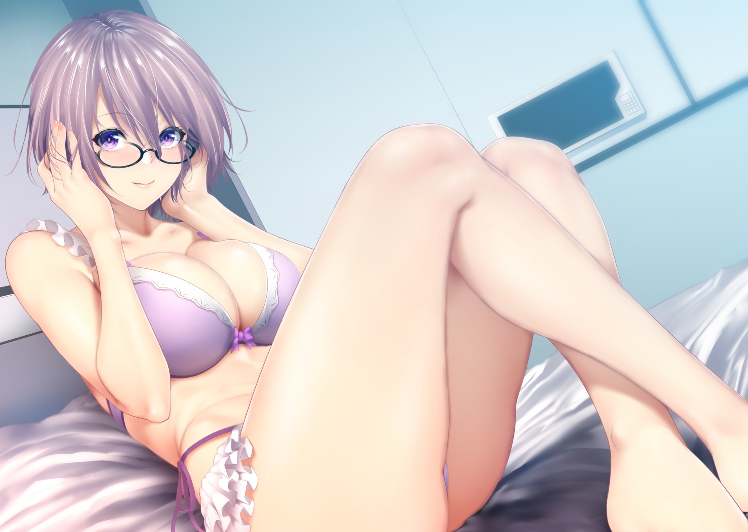 bra fate/grand_order mash_kyrielight megane pantsu string_panties thong zucchini