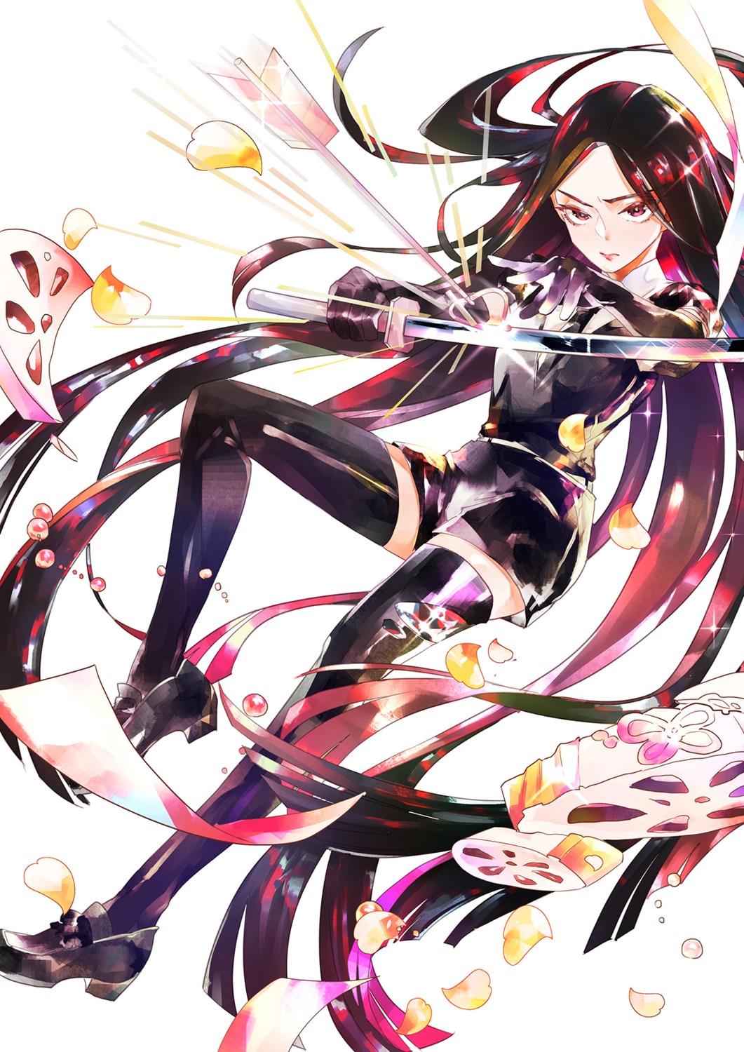 boltz_(houseki_no_kuni) heels houseki_no_kuni sword thighhighs ye_weiyang_mio