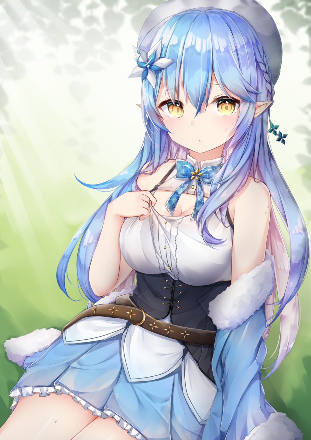 cleavage elf hololive pointy_ears umou_(may65879) yukihana_lamy