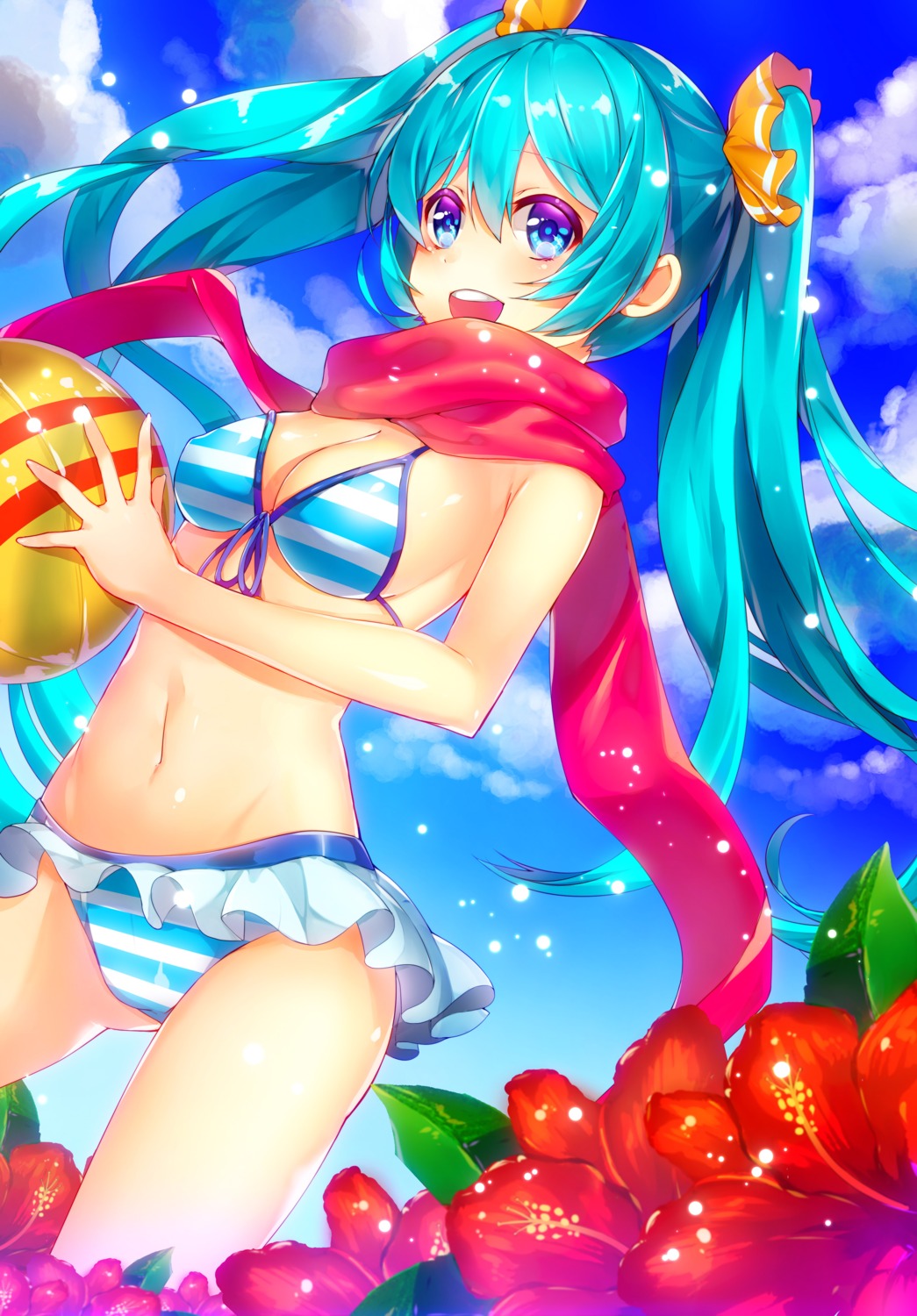 bikini cleavage hatsune_miku nonomaro swimsuits vocaloid