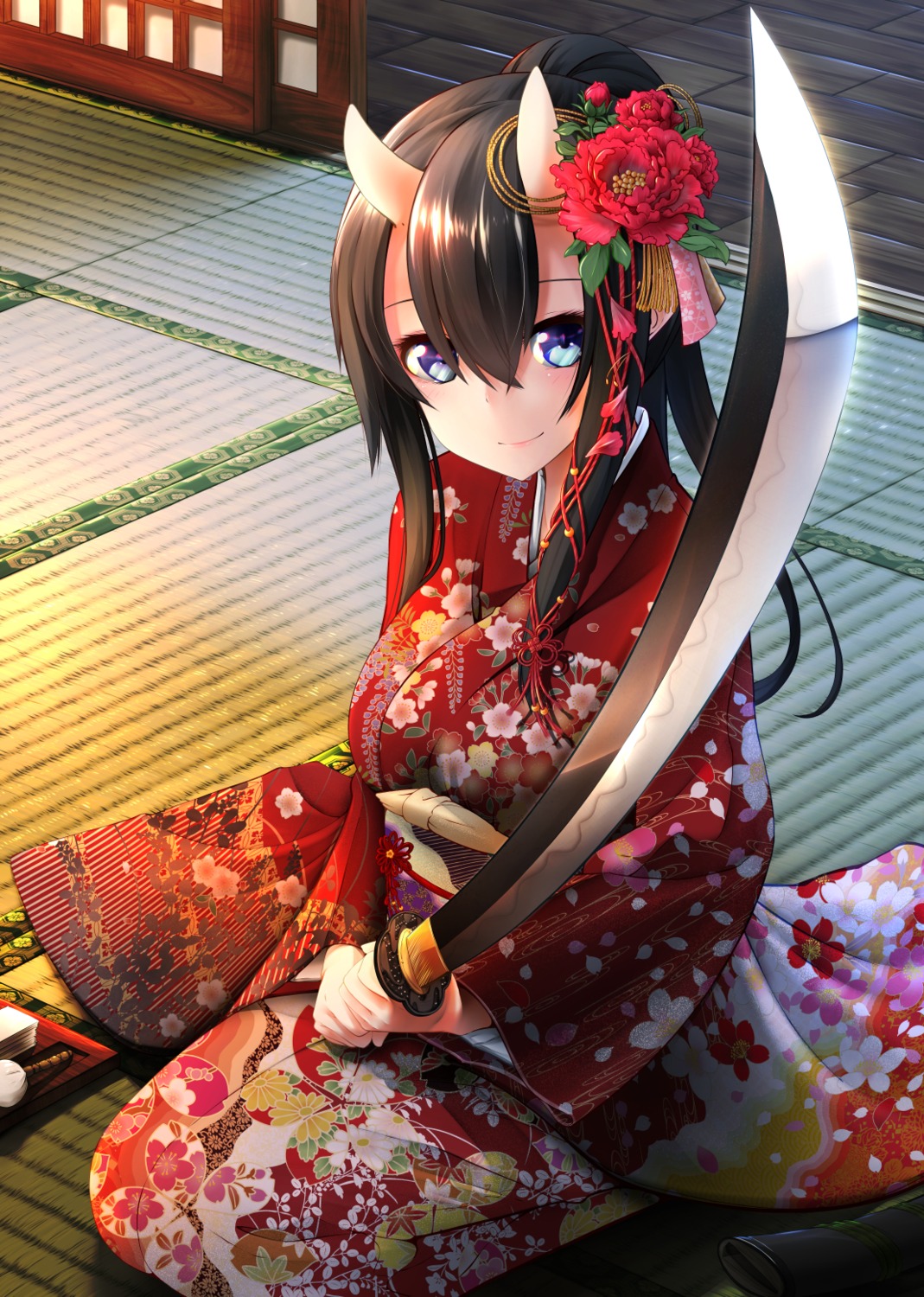 horns kimono nekobaka sword