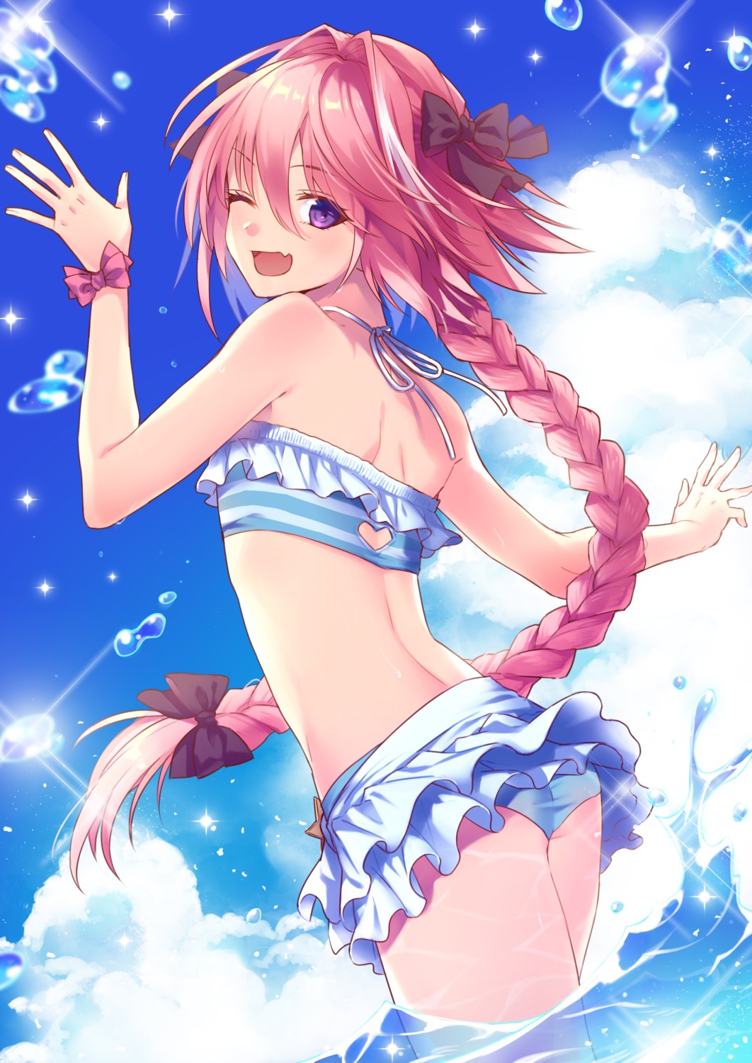 ass astolfo_(fate) bikini fate/grand_order satou_iruno swimsuits trap wet