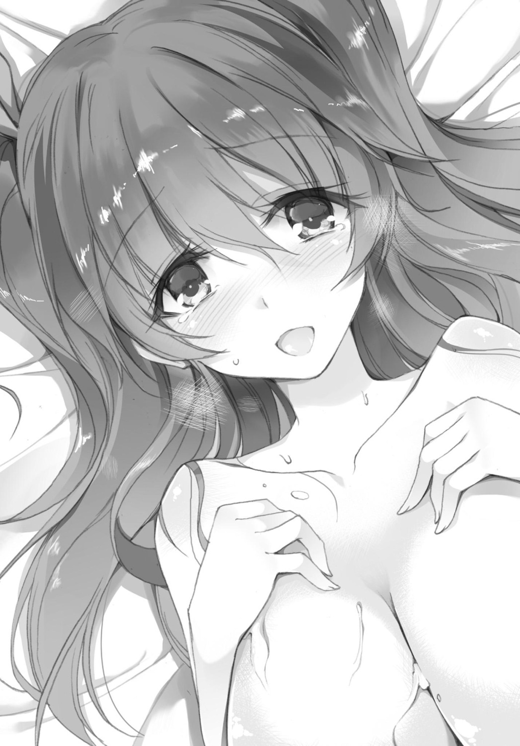 breast_hold monochrome rakudai_kishi_no_cavalry stella_vermillion topless won_(az_hybrid)